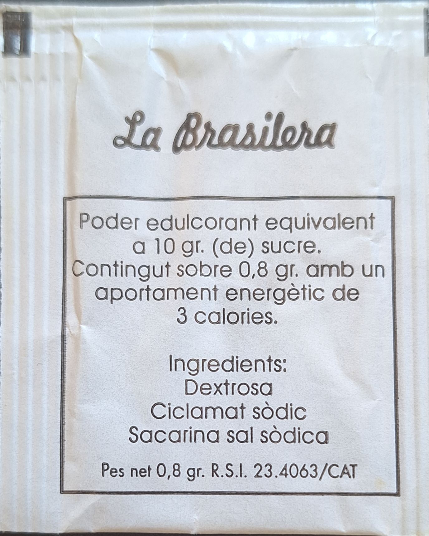 La meva col·lecció personal de sobres d'edulcorant de la marca de cafè LA BRASILERA a Andorra. La meva col·lecció personal de sobres d'edulcorant de la marca de cafè LA BRASILERA a Andorra.