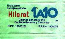 Sobres de edulcorantes de la marca Argentina de edulcorante HILERET. Sobres de edulcorantes de la marca Argentina de edulcorante HILERET.