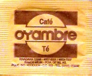 Sobres de edulcorantes de la marca Argentina de café OYAMBRE. Sobres de edulcorantes de la marca Argentina de café OYAMBRE.