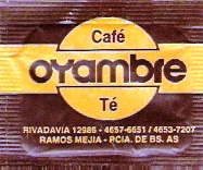 Sobres de edulcorantes de la marca Argentina de café OYAMBRE. Sobres de edulcorantes de la marca Argentina de café OYAMBRE.