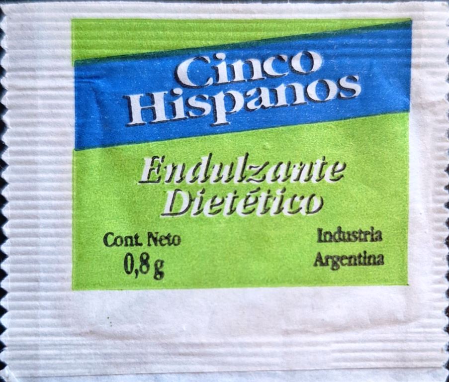 Sobres de edulcorantes de la marca Argentina de café 5 HISPANOS. Sobres de edulcorantes de la marca Argentina de café 5 HISPANOS.