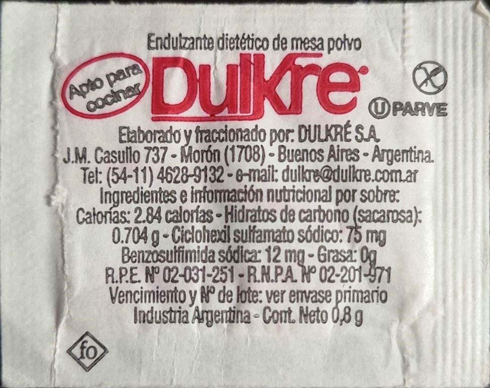 Sobres de edulcorantes de la marca Argentina de café BONAFIDE.