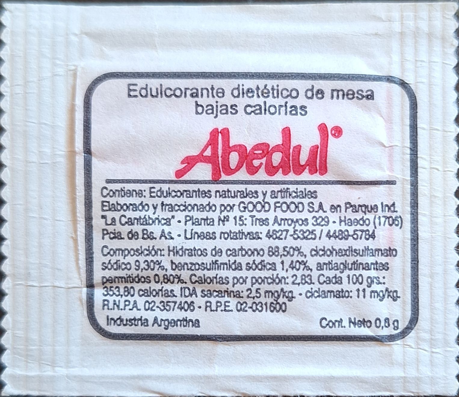 Sobres de edulcorantes de la marca Argentina de café FUNDADOR. Sobres de edulcorantes de la marca Argentina de café FUNDADOR.