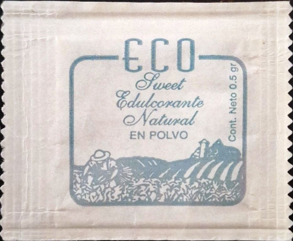 Sobres de edulcorantes de marcas de café de Argentina.