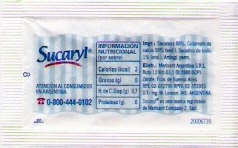 Sobres de edulcorantes de la marca Argentina de edulcorante SUCARYL. Sobres de edulcorantes de la marca Argentina de edulcorante SUCARYL.