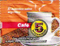 Sobres de edulcorantes de la marca Argentina de café 5 HISPANOS. Sobres de edulcorantes de la marca Argentina de café 5 HISPANOS.
