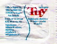 Sobres de edulcorantes de la marca Argentina de café LA VIRGINIA. Sobres de edulcorantes de la marca Argentina de café LA VIRGINIA.