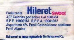 Sobres de edulcorantes de la marca Argentina de edulcorante HILERET. Sobres de edulcorantes de la marca Argentina de edulcorante HILERET.