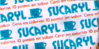 Sobres de edulcorantes de marcas de café de Argentina.