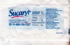Sobres de edulcorantes de la marca Argentina de edulcorante SUCARYL. Sobres de edulcorantes de la marca Argentina de edulcorante SUCARYL.