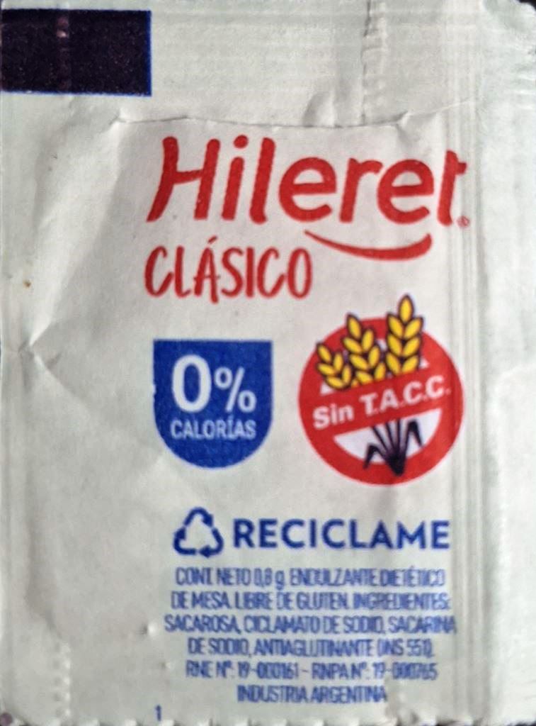 Sobres de edulcorantes de la marca Argentina de edulcorante HILERET. Sobres de edulcorantes de la marca Argentina de edulcorante HILERET.