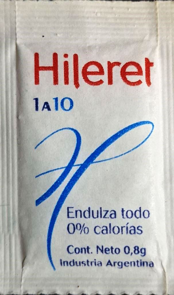 Sobres de edulcorantes de la marca Argentina de edulcorante HILERET. Sobres de edulcorantes de la marca Argentina de edulcorante HILERET.