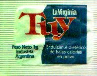 Sobres de edulcorantes de la marca Argentina de café LA VIRGINIA. Sobres de edulcorantes de la marca Argentina de café LA VIRGINIA.
