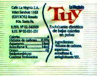 Sobres de edulcorantes de la marca Argentina de café LA VIRGINIA. Sobres de edulcorantes de la marca Argentina de café LA VIRGINIA.