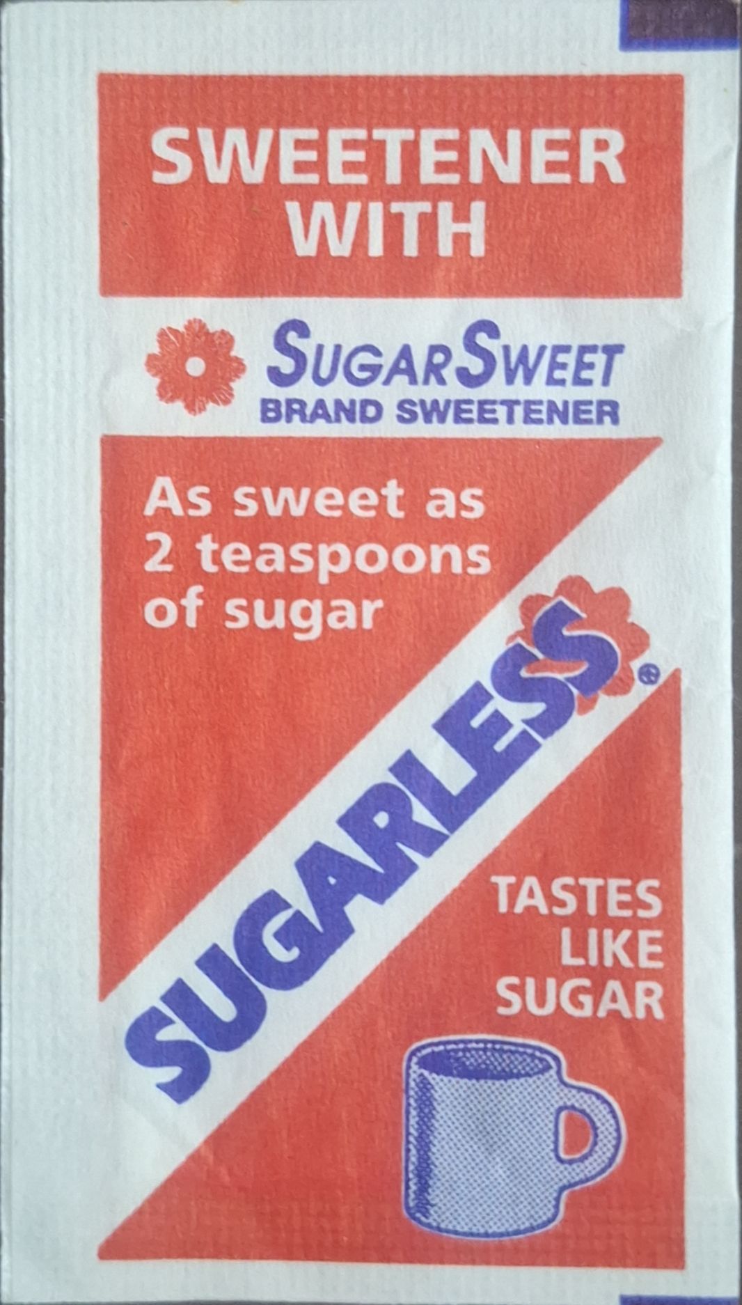 My personal collection of sweetener sachets from the SUGARLESS sweetener brand. My personal collection of sweetener sachets from the SUGARLESS sweetener brand.