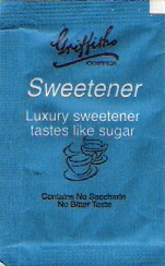 My personal collection of sweetener sachets from the Griffiths Bros coffee brand. My personal collection of sweetener sachets from the Griffiths Bros coffee brand.