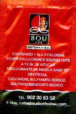 Sobres de edulcorantes de la marca de café BOU. Sobres de edulcorantes de la marca de café BOU.