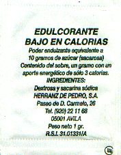 Sobres de edulcorantes de la marca de café COTY. Sobres de edulcorantes de la marca de café COTY.