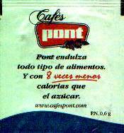 Sobres de edulcorantes de España de la marca de café PONT. Sobres de edulcorantes de España de la marca de café PONT.
