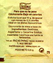 Sobres de edulcorantes de la marca de café DERN. Sobres de edulcorantes de la marca de café DERN.