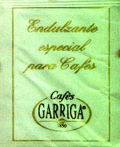 Sobres de edulcorantes de la marca de café GARRIGA. Sobres de edulcorantes de la marca de café GARRIGA.