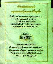 Sobres de edulcorantes de la marca de café GARRIGA. Sobres de edulcorantes de la marca de café GARRIGA.
