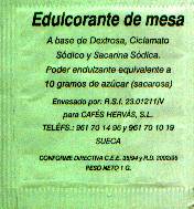Sobres de edulcorantes de la marca de café HERVAS. Sobres de edulcorantes de la marca de café HERVAS.