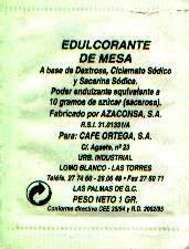 Sobres de edulcorantes de España de la marca de café ORTEGA. Sobres de edulcorantes de España de la marca de café ORTEGA.