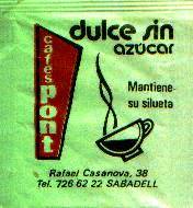 Sobres de edulcorantes de España de la marca de café PONT. Sobres de edulcorantes de España de la marca de café PONT.