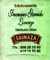 Sobres de edulcorantes de España de la marca de café SAIMAZA. Sobres de edulcorantes de España de la marca de café SAIMAZA.