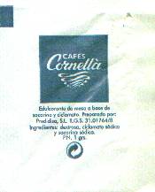 Sobres de edulcorantes de la marca de café CORNELLÀ. Sobres de edulcorantes de la marca de café CORNELLÀ.