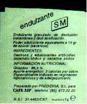 Sobres de edulcorantes de la marca de café 3JP. Sobres de edulcorantes de la marca de café 3JP.