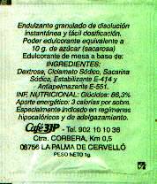 Sobres de edulcorantes de la marca de café 3JP. Sobres de edulcorantes de la marca de café 3JP.
