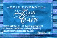 Sobres de edulcorantes de España de la marca de café LA FLOR DEL CAFÉ. Sobres de edulcorantes de España de la marca de café LA FLOR DEL CAFÉ.
