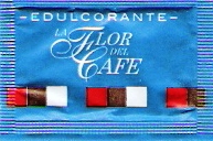 Sobres de edulcorantes de España de la marca de café LA FLOR DEL CAFÉ. Sobres de edulcorantes de España de la marca de café LA FLOR DEL CAFÉ.
