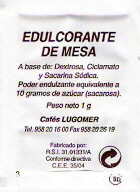 Sobres de edulcorantes de España de la marca de café LUGOMER. Sobres de edulcorantes de España de la marca de café LUGOMER.