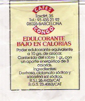 Sobres de edulcorantes de la marca de café CONGO. Sobres de edulcorantes de la marca de café CONGO.