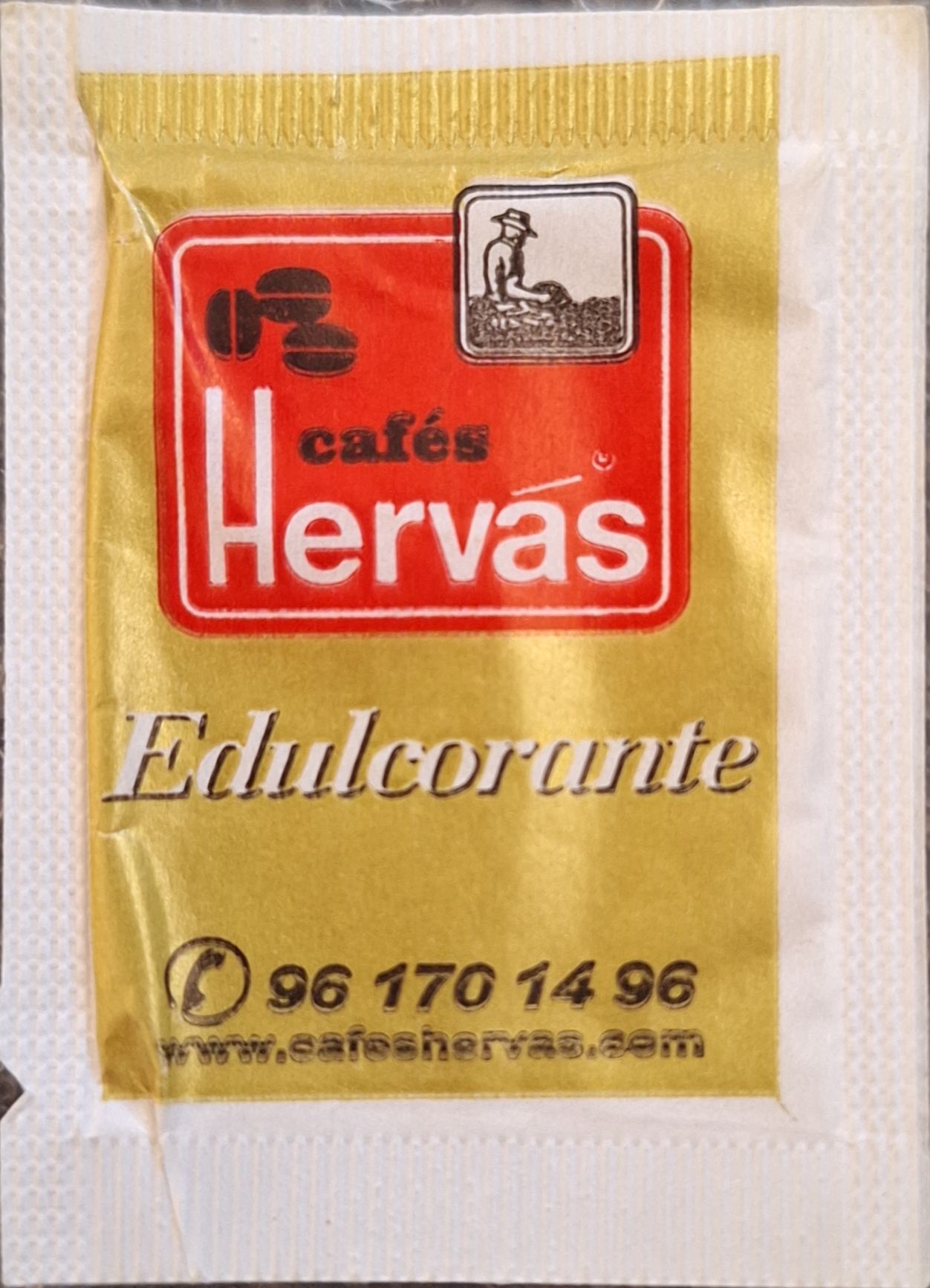 Sobres de edulcorantes de la marca de café HERVAS. Sobres de edulcorantes de la marca de café HERVAS.