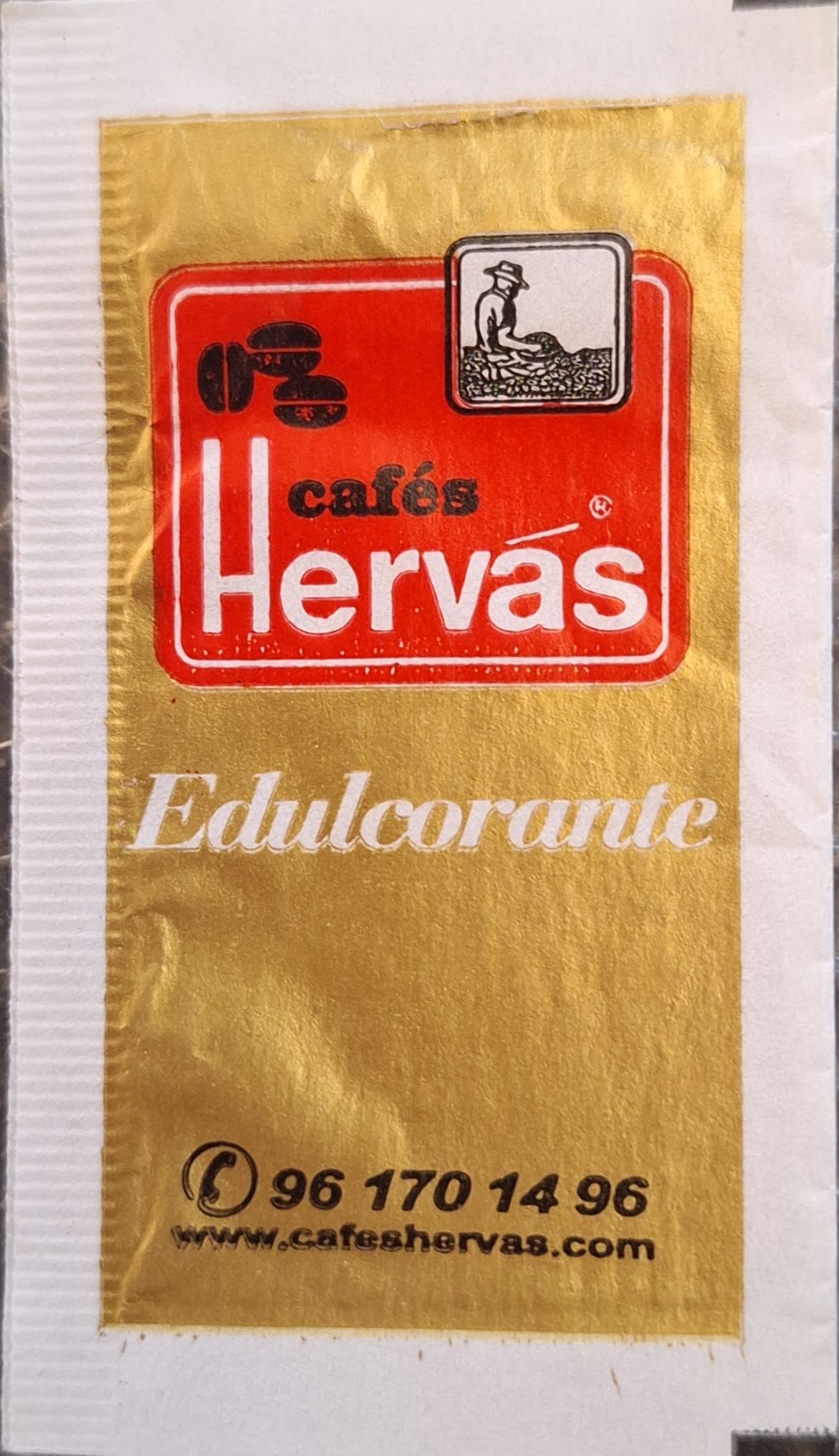 Sobres de edulcorantes de la marca de café HERVAS. Sobres de edulcorantes de la marca de café HERVAS.