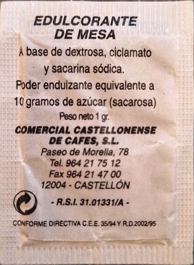 Sobres de edulcorantes de la marca de café JOYA. Sobres de edulcorantes de la marca de café JOYA.