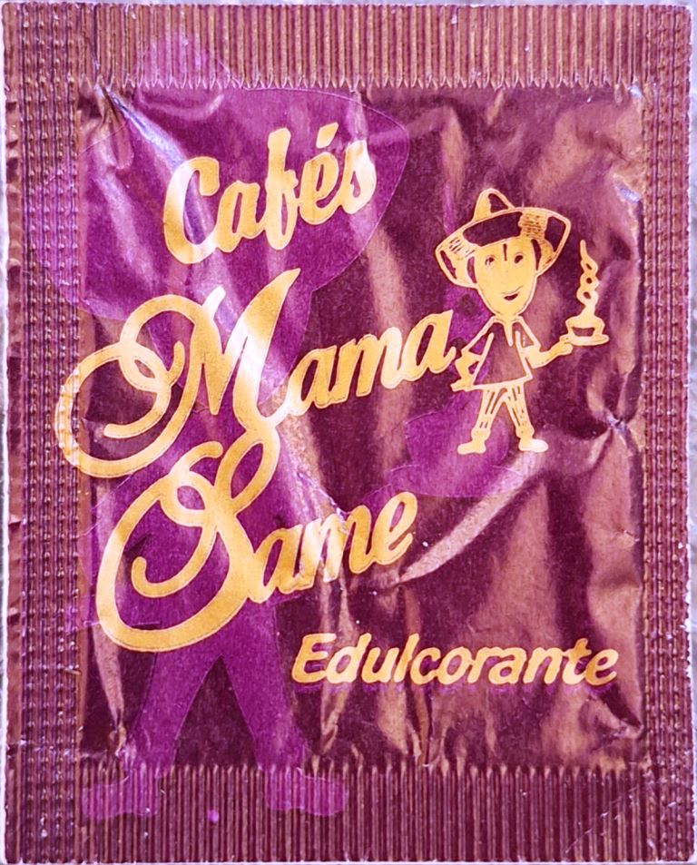 Sobres de edulcorantes de España de la marca de café MAMA SAME. Sobres de edulcorantes de España de la marca de café MAMA SAME.