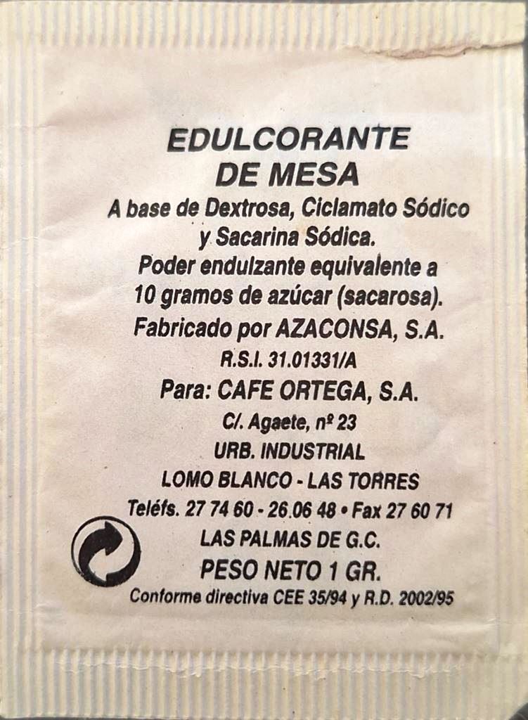 Sobres de edulcorantes de España de la marca de café ORTEGA. Sobres de edulcorantes de España de la marca de café ORTEGA.