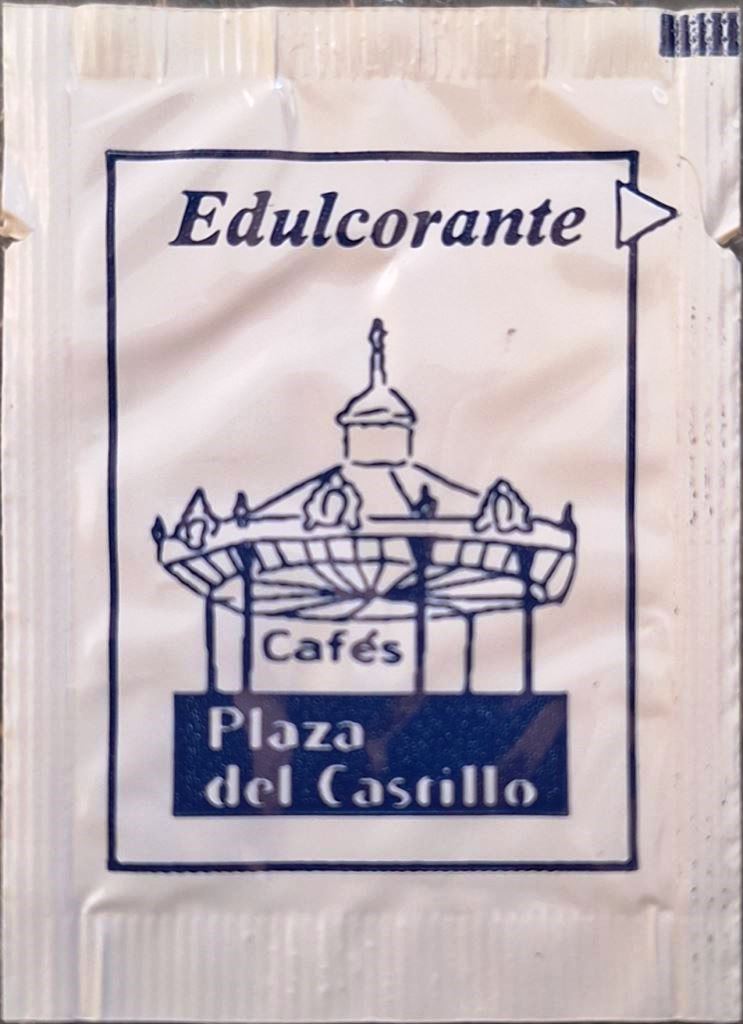 Sobres de edulcorantes de la marca de café PLAZA DEL CASTILLO. Sobres de edulcorantes de la marca de café PLAZA DEL CASTILLO.
