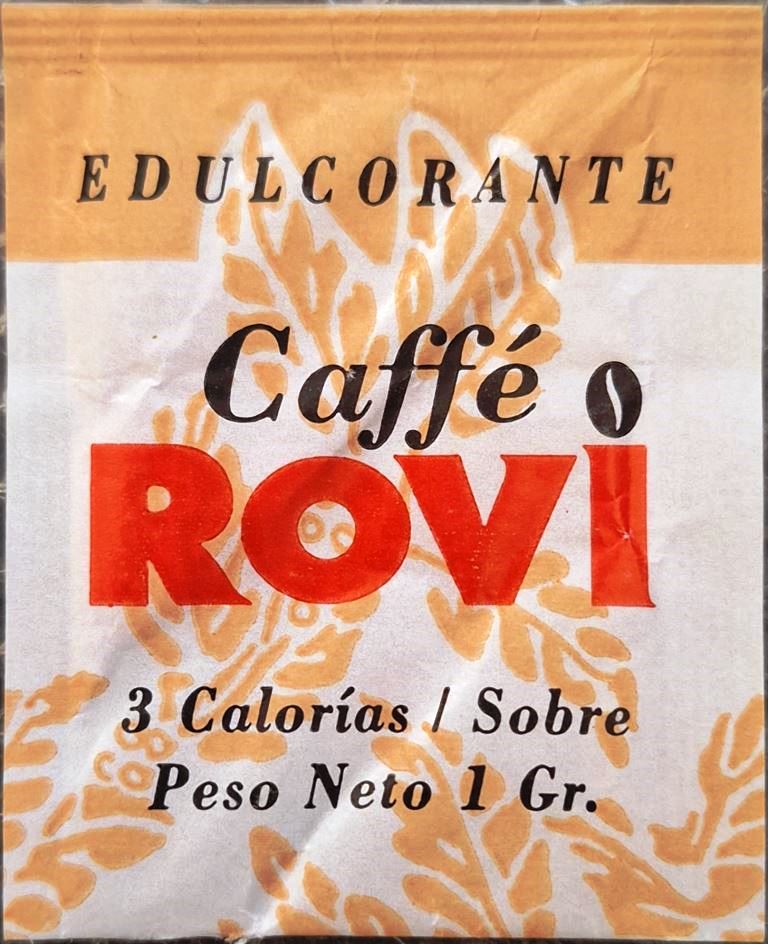 Sobres de edulcorantes de España de la marca de café ROVI. Sobres de edulcorantes de España de la marca de café ROVI.