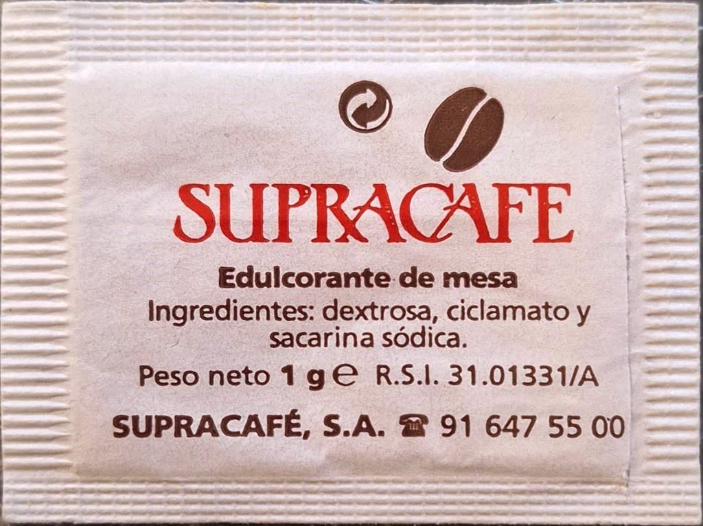 Sobres de edulcorantes de España de la marca de café SUPRACAFÉ. Sobres de edulcorantes de España de la marca de café SUPRACAFÉ.