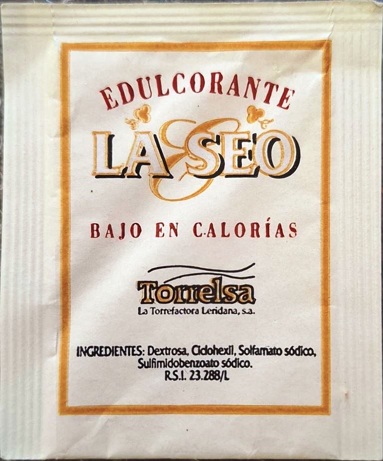 Sobres de edulcorantes de España de la marca de café TORRELSA LA SEO. Sobres de edulcorantes de España de la marca de café TORRELSA LA SEO.