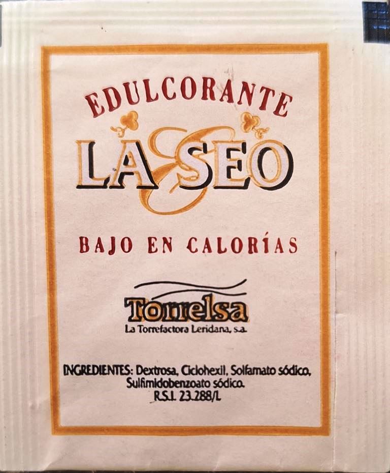 Sobres de edulcorantes de España de la marca de café TORRELSA LA SEO. Sobres de edulcorantes de España de la marca de café TORRELSA LA SEO.