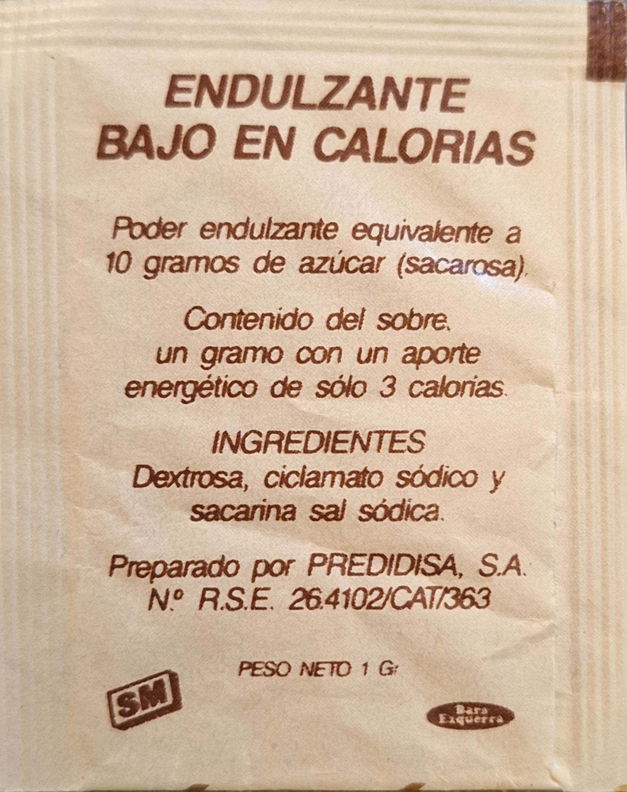 Sobres de edulcorantes de la marca de café CREM. Sobres de edulcorantes de la marca de café CREM.