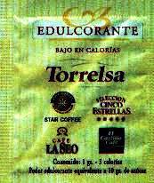 Sobres de edulcorantes de la marca de café TORRELSA Sobres de edulcorantes de la marca de café TORRELSA