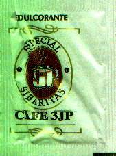Sobres de edulcorantes de la marca de café 3JP. Sobres de edulcorantes de la marca de café 3JP.